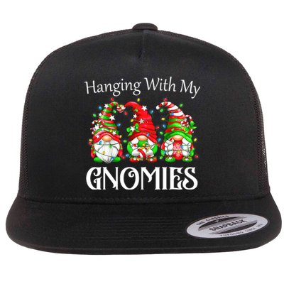 Funny Christmas Gnome Hanging With My Gnomies Family Pajamas Flat Bill Trucker Hat