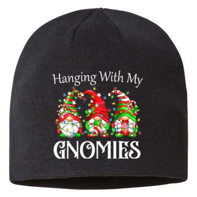 Funny Christmas Gnome Hanging With My Gnomies Family Pajamas Sustainable Beanie