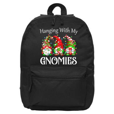 Funny Christmas Gnome Hanging With My Gnomies Family Pajamas 16 in Basic Backpack