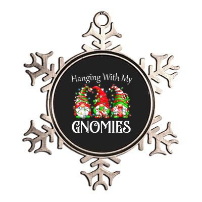 Funny Christmas Gnome Hanging With My Gnomies Family Pajamas Metallic Star Ornament