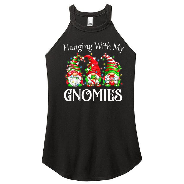 Funny Christmas Gnome Hanging With My Gnomies Family Pajamas Women's Perfect Tri Rocker Tank