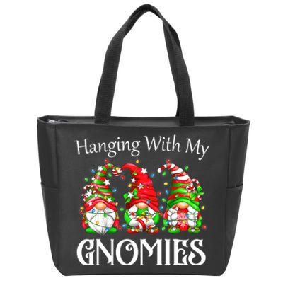 Funny Christmas Gnome Hanging With My Gnomies Family Pajamas Zip Tote Bag