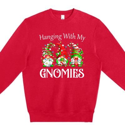 Funny Christmas Gnome Hanging With My Gnomies Family Pajamas Premium Crewneck Sweatshirt