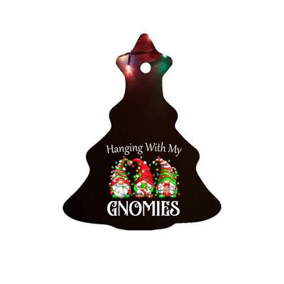 Funny Christmas Gnome Hanging With My Gnomies Family Pajamas Ceramic Tree Ornament