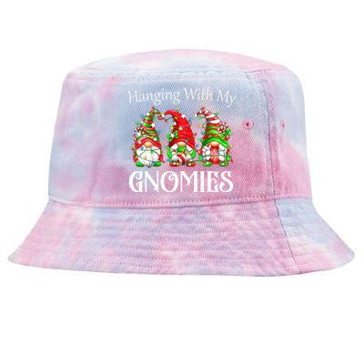 Funny Christmas Gnome Hanging With My Gnomies Family Pajamas Tie-Dyed Bucket Hat