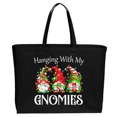 Funny Christmas Gnome Hanging With My Gnomies Family Pajamas Cotton Canvas Jumbo Tote