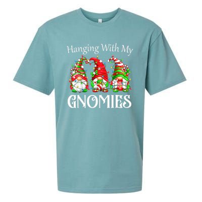 Funny Christmas Gnome Hanging With My Gnomies Family Pajamas Sueded Cloud Jersey T-Shirt