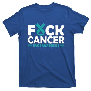 Fuck Cancer Gift Teal Ovarian Cancer Support Tee T-Shirt