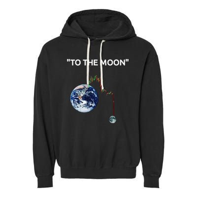 Funny Crypto Going Down To The Moon Garment-Dyed Fleece Hoodie