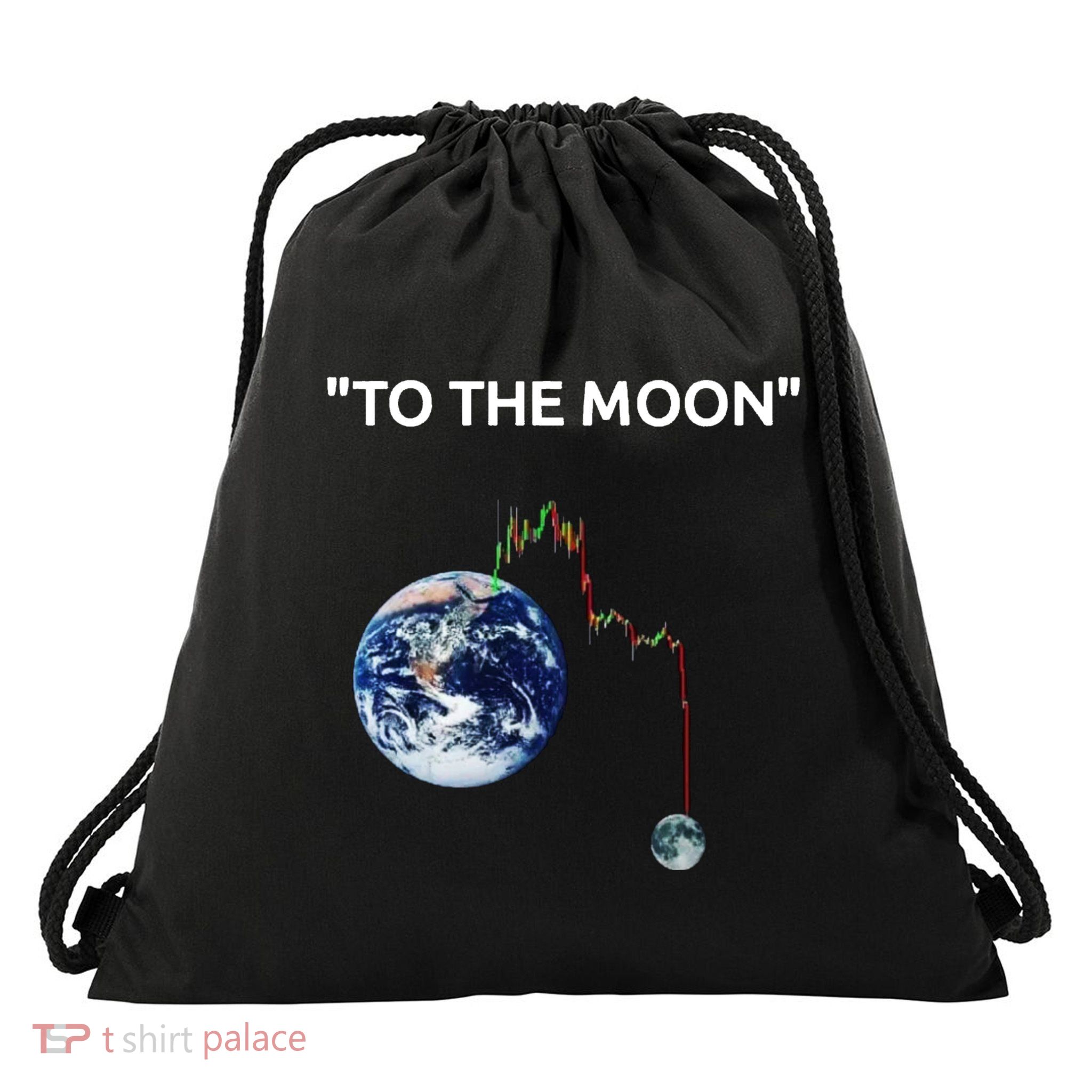 Funny Crypto Going Down To The Moon Drawstring Bag