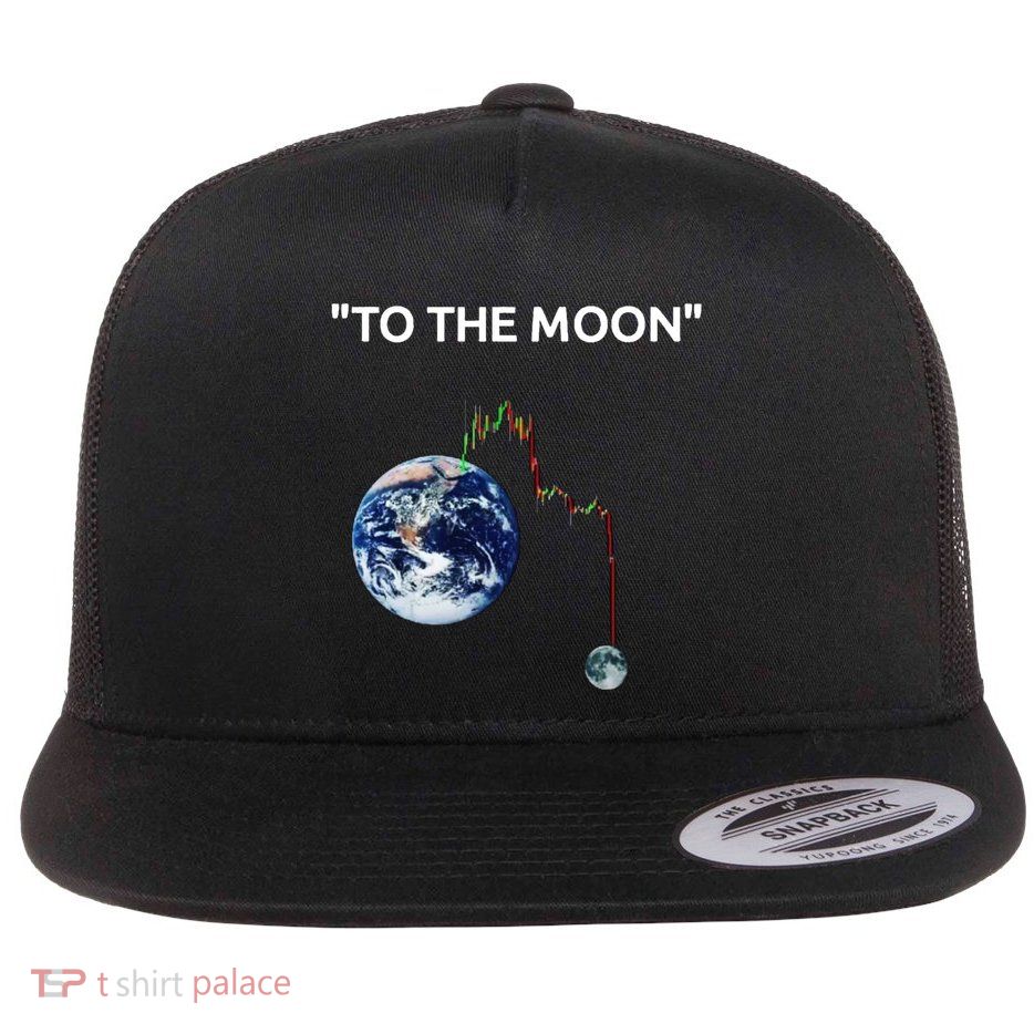 Funny Crypto Going Down To The Moon Flat Bill Trucker Hat