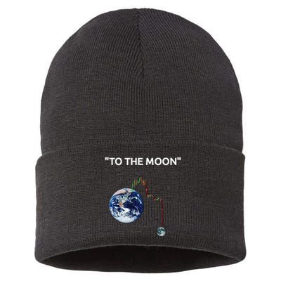 Funny Crypto Going Down To The Moon Sustainable Knit Beanie