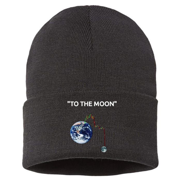 Funny Crypto Going Down To The Moon Sustainable Knit Beanie