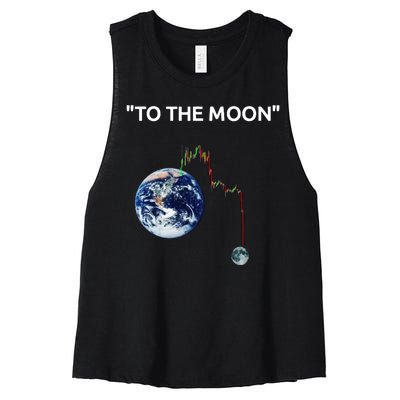 Funny Crypto Going Down To The Moon Women's Racerback Cropped Tank