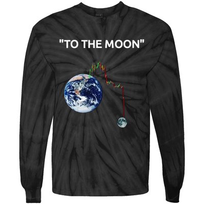 Funny Crypto Going Down To The Moon Tie-Dye Long Sleeve Shirt