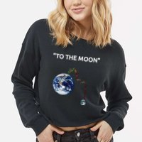 Funny Crypto Going Down To The Moon Cropped Pullover Crew