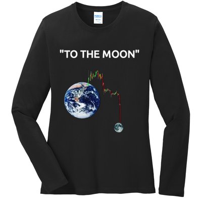 Funny Crypto Going Down To The Moon Ladies Long Sleeve Shirt