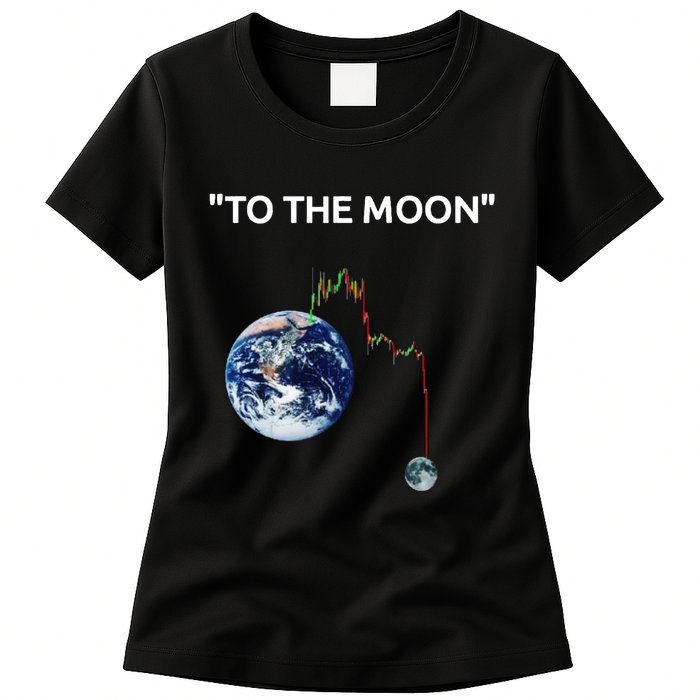 Funny Crypto Going Down To The Moon Womens T-Shirt