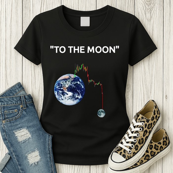 Funny Crypto Going Down To The Moon Womens T-Shirt