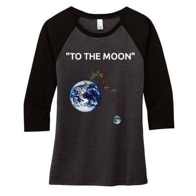 Funny Crypto Going Down To The Moon Women's Tri-Blend 3/4-Sleeve Raglan Shirt