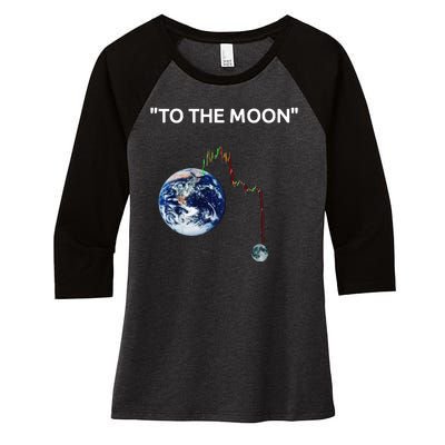 Funny Crypto Going Down To The Moon Women's Tri-Blend 3/4-Sleeve Raglan Shirt