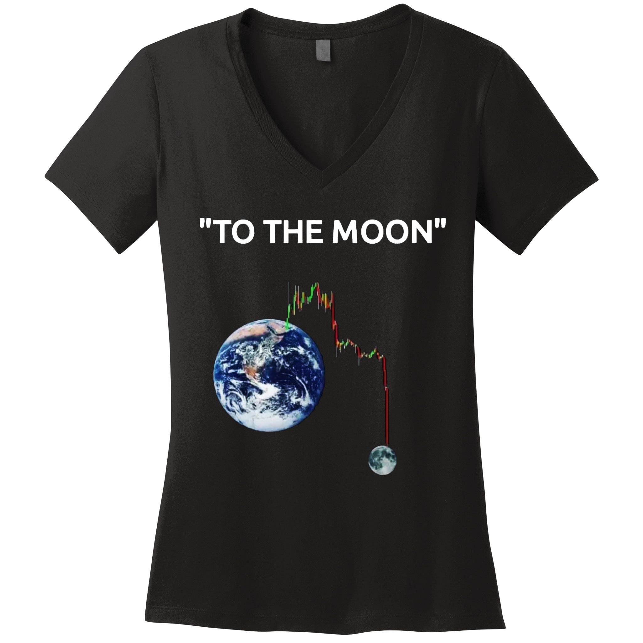 Funny Crypto Going Down To The Moon Women's V-Neck T-Shirt