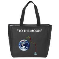 Funny Crypto Going Down To The Moon Zip Tote Bag