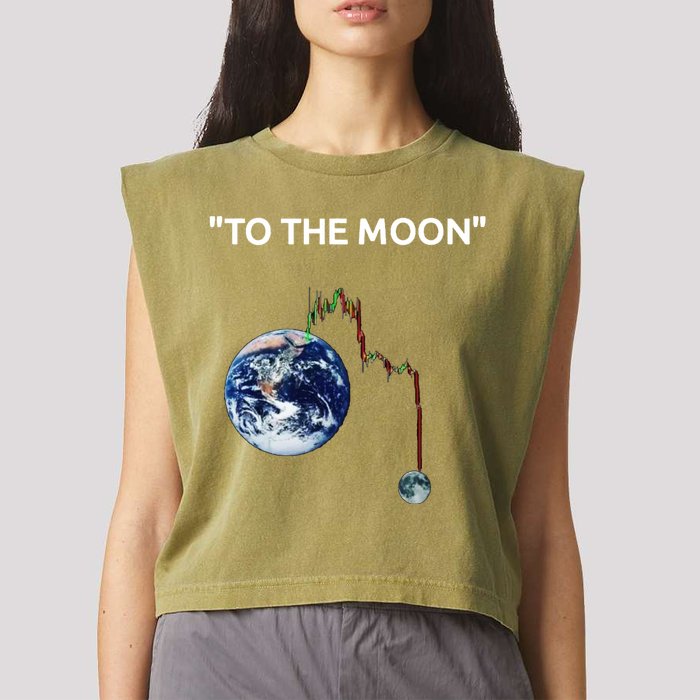 Funny Crypto Going Down To The Moon Garment-Dyed Women's Muscle Tee