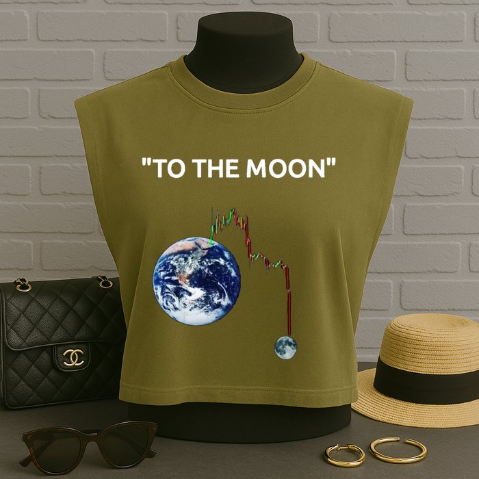 Funny Crypto Going Down To The Moon Garment-Dyed Women's Muscle Tee