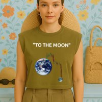 Funny Crypto Going Down To The Moon Garment-Dyed Women's Muscle Tee