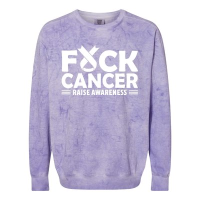 Fuck Cancer Gift White Ribbon Lung Cancer Awareness Colorblast Crewneck Sweatshirt