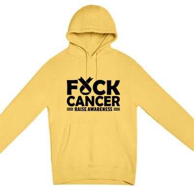 Fuck Cancer Gift White Ribbon Lung Cancer Awareness Premium Pullover Hoodie