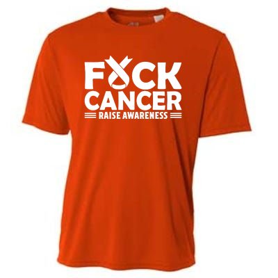 Fuck Cancer Gift White Ribbon Lung Cancer Awareness Cooling Performance Crew T-Shirt