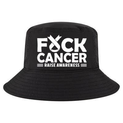 Fuck Cancer Gift White Ribbon Lung Cancer Awareness Cool Comfort Performance Bucket Hat