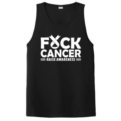 Fuck Cancer Gift White Ribbon Lung Cancer Awareness PosiCharge Competitor Tank