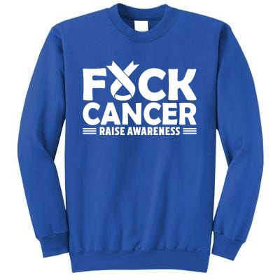 Fuck Cancer Gift White Ribbon Lung Cancer Awareness Sweatshirt