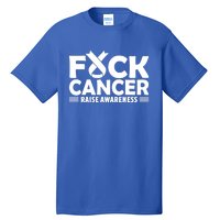 Fuck Cancer Gift White Ribbon Lung Cancer Awareness Tall T-Shirt