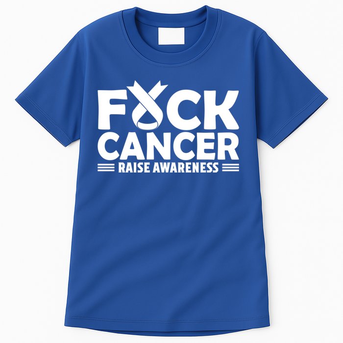 Fuck Cancer Gift White Ribbon Lung Cancer Awareness Tall T-Shirt