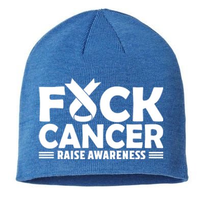 Fuck Cancer Gift White Ribbon Lung Cancer Awareness Sustainable Beanie