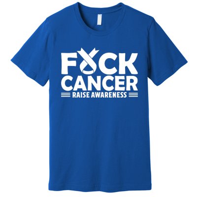 Fuck Cancer Gift White Ribbon Lung Cancer Awareness Premium T-Shirt