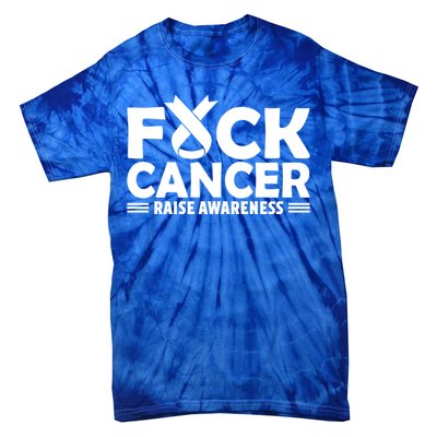 Fuck Cancer Gift White Ribbon Lung Cancer Awareness Tie-Dye T-Shirt