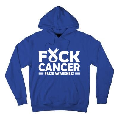 Fuck Cancer Gift White Ribbon Lung Cancer Awareness Tall Hoodie