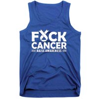 Fuck Cancer Gift White Ribbon Lung Cancer Awareness Tank Top