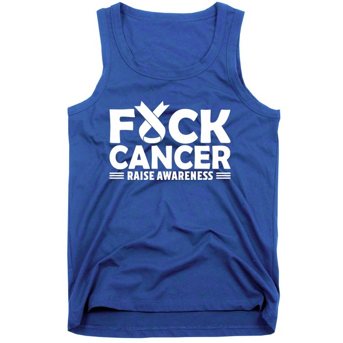 Fuck Cancer Gift White Ribbon Lung Cancer Awareness Tank Top