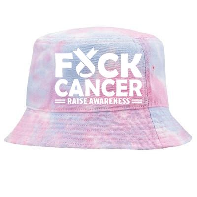 Fuck Cancer Gift White Ribbon Lung Cancer Awareness Tie-Dyed Bucket Hat