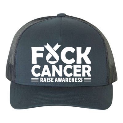 Fuck Cancer Gift White Ribbon Lung Cancer Awareness Yupoong Adult 5-Panel Trucker Hat