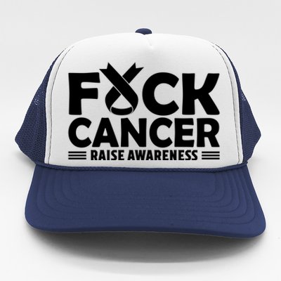 Fuck Cancer Gift White Ribbon Lung Cancer Awareness Trucker Hat