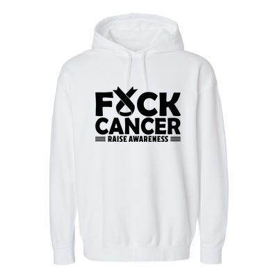 Fuck Cancer Gift White Ribbon Lung Cancer Awareness Garment-Dyed Fleece Hoodie