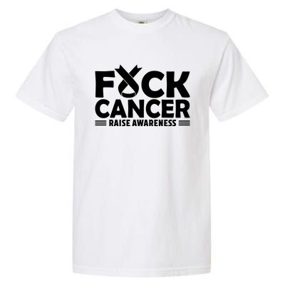 Fuck Cancer Gift White Ribbon Lung Cancer Awareness Garment-Dyed Heavyweight T-Shirt