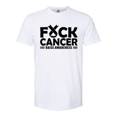 Fuck Cancer Gift White Ribbon Lung Cancer Awareness Softstyle CVC T-Shirt